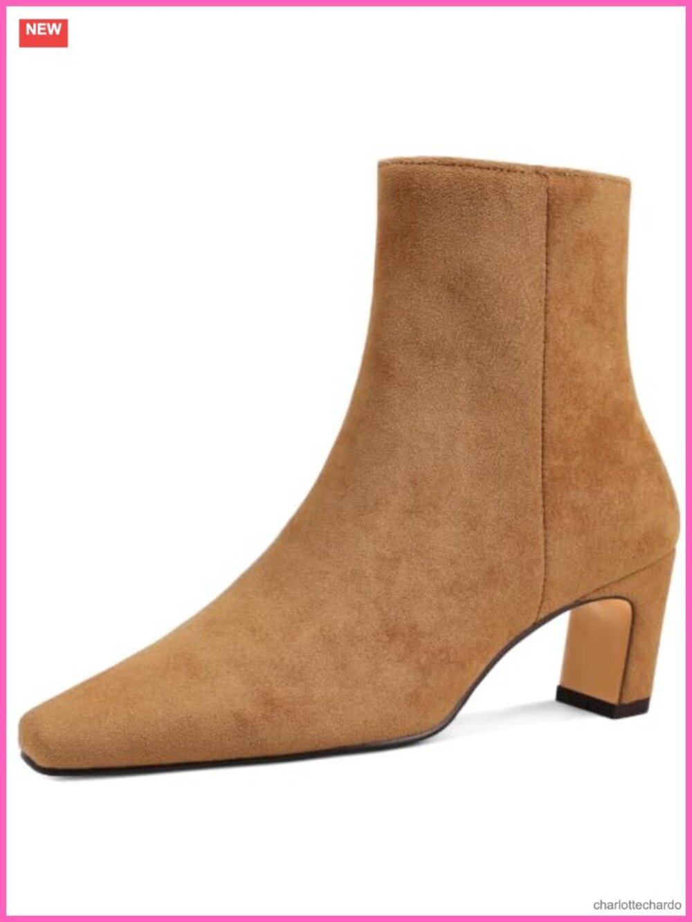 Women's Square Toe Chunky Low Heel Ankle Booties with Side Zipper